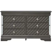 Verona 6-Drawer Bedroom Dresser in Metallic Black by Glory Furniture