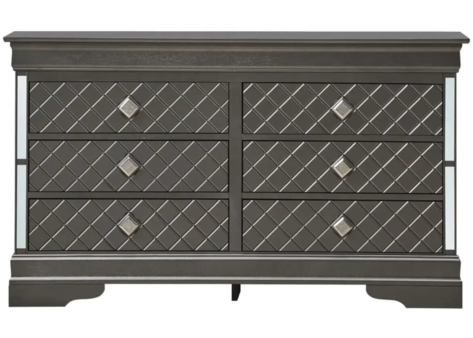 Verona 6-Drawer Bedroom Dresser in Metallic Black by Glory Furniture