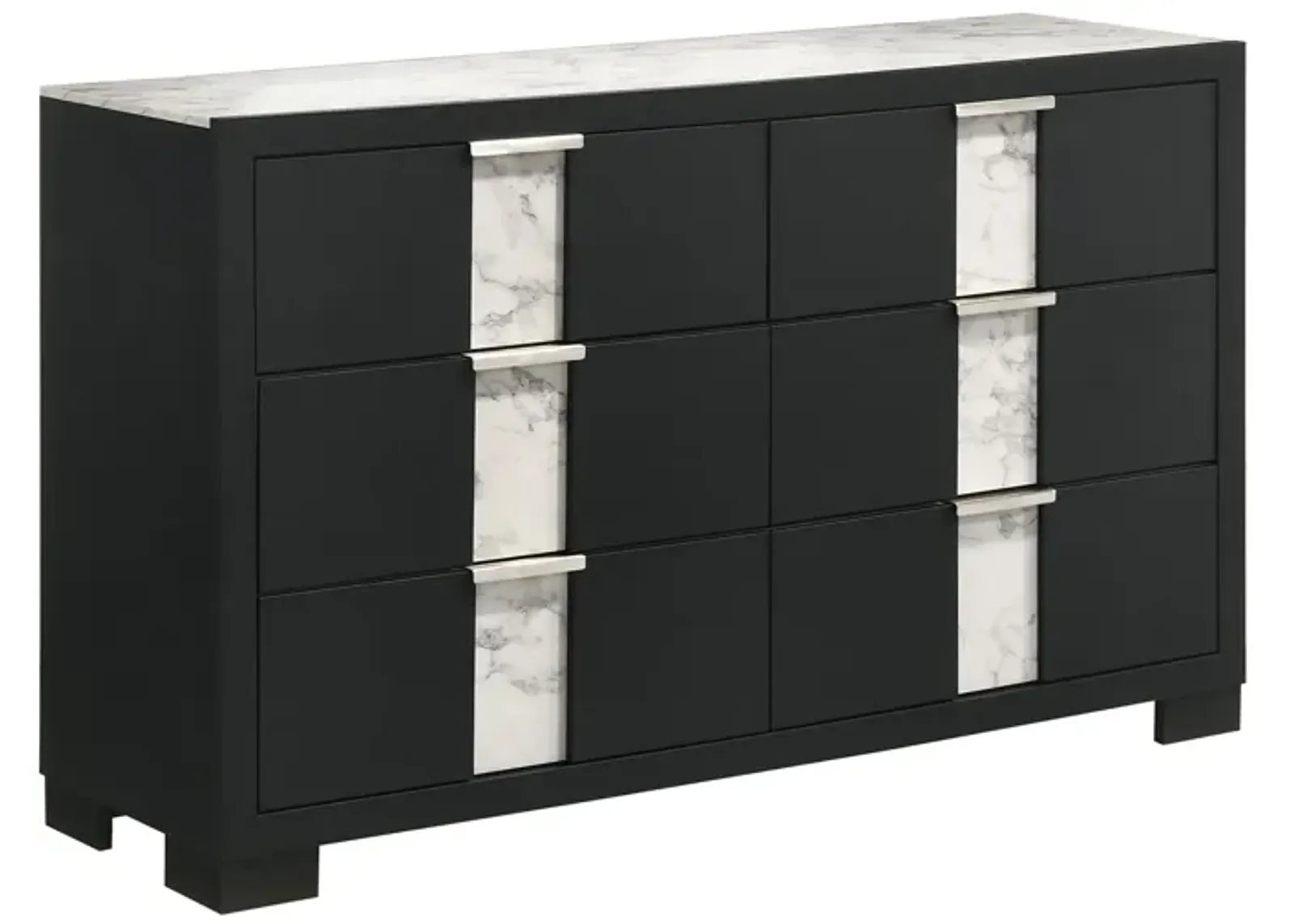 Rangely Dresser in Black/Faux Marble by Crown Mark