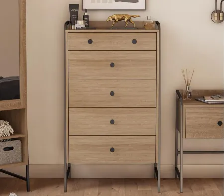 Bushwick Tall 5 Drawer Dresser by Novogratz in Natural by DOREL HOME FURNISHINGS