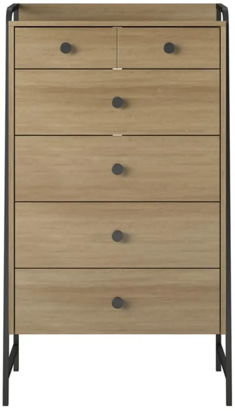 Bushwick Tall 5 Drawer Dresser by Novogratz in Natural by DOREL HOME FURNISHINGS