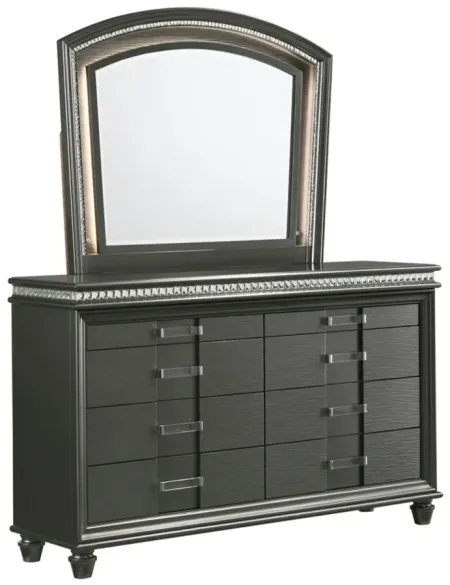 Adira Dresser and Mirror Set in Metallic Grey by Crown Mark