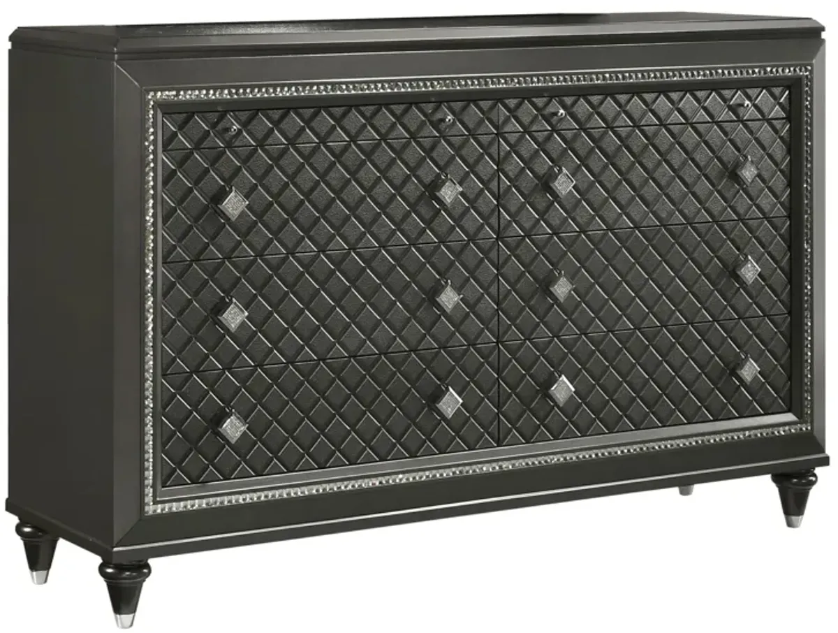 Giovani 8 Drawer Dresser in Metallic Grey by Crown Mark