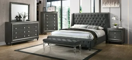 Giovani Dresser and Mirror Set in Metallic Grey by Crown Mark