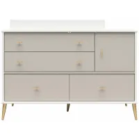 Valentina Dresser & Changing Table in White / Grey by DOREL HOME FURNISHINGS