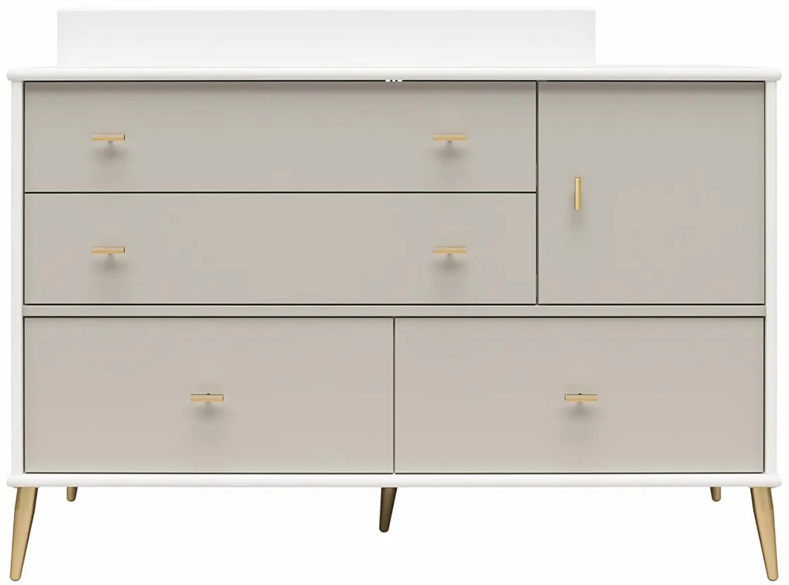 Valentina Dresser & Changing Table in White / Grey by DOREL HOME FURNISHINGS