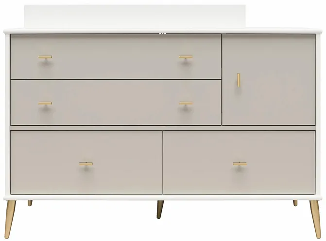 Valentina Dresser & Changing Table in White / Grey by DOREL HOME FURNISHINGS