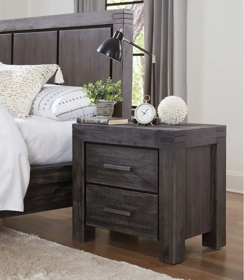 Meadow Solid Wood Two Drawer Nightstand in Rustic Truffle by Bellanest