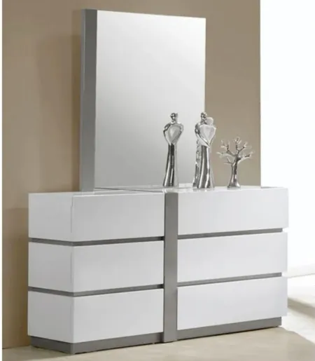 Manila Bedroom Dresser in Gloss White Grey by Chintaly Imports