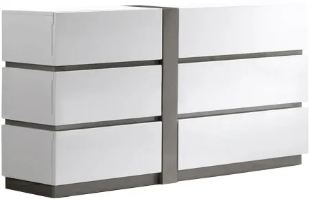 Manila Bedroom Dresser in Gloss White Grey by Chintaly Imports