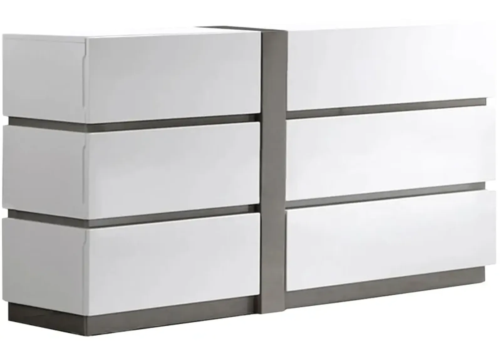 Manila Bedroom Dresser in Gloss White Grey by Chintaly Imports