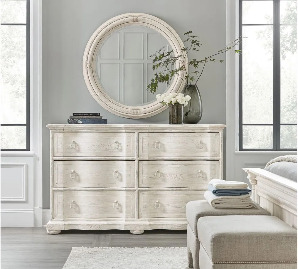 Traditions Six-Drawer Dresser in White;Beige by Hooker Furniture