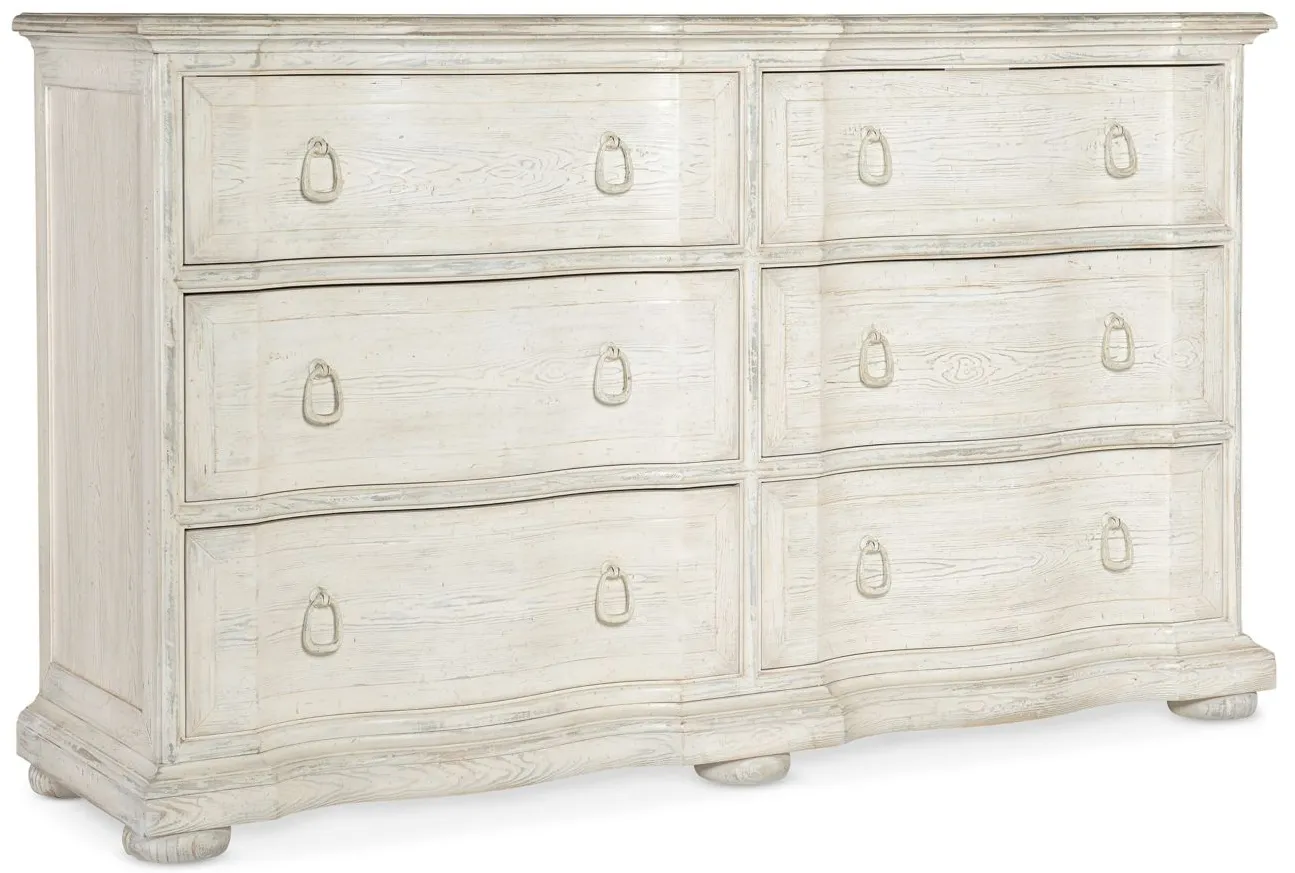 Traditions Six-Drawer Dresser in White;Beige by Hooker Furniture