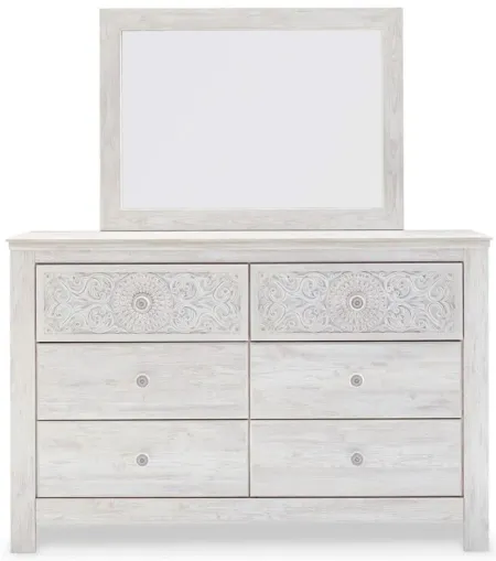 Paxberry Dresser and Mirror in Whitewash by Ashley Furniture