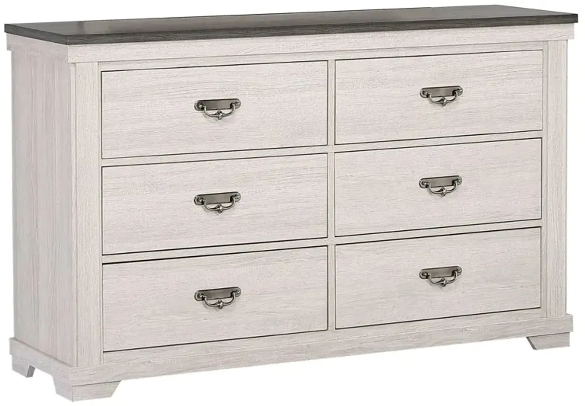 Leighton 6 Drawer Dresser in Vintage Linen & Rustic Grey by Crown Mark