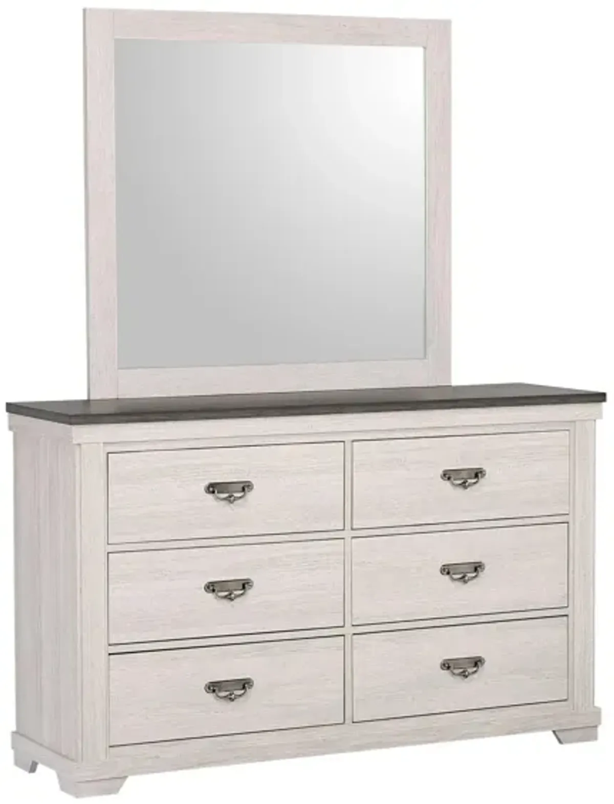 Leighton Dresser and Mirror in Vintage Linen & Rustic Grey by Crown Mark