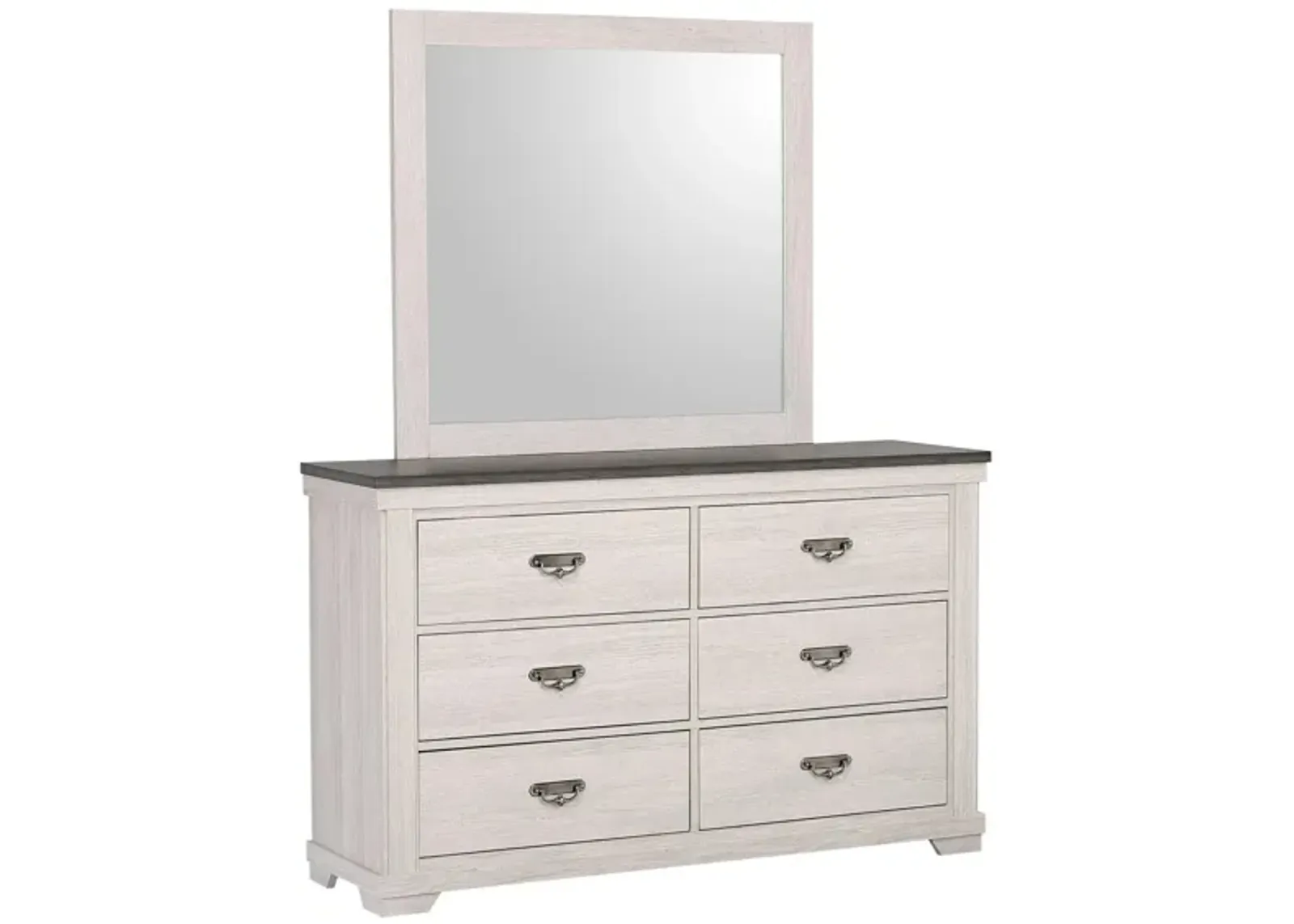 Leighton Dresser and Mirror in Vintage Linen & Rustic Grey by Crown Mark