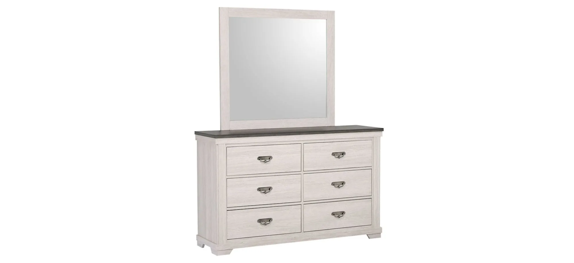 Leighton Dresser and Mirror in Vintage Linen & Rustic Grey by Crown Mark