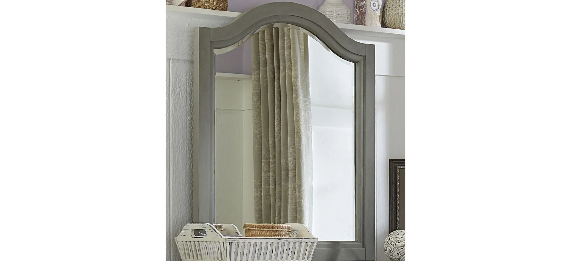 Lake House Arched Mirror in Stone by Hillsdale Furniture