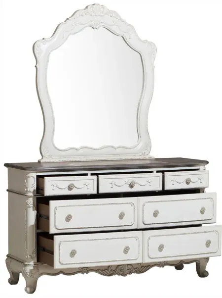 Averny Bedroom Dresser Mirror in Antique White & Gray by Homelegance