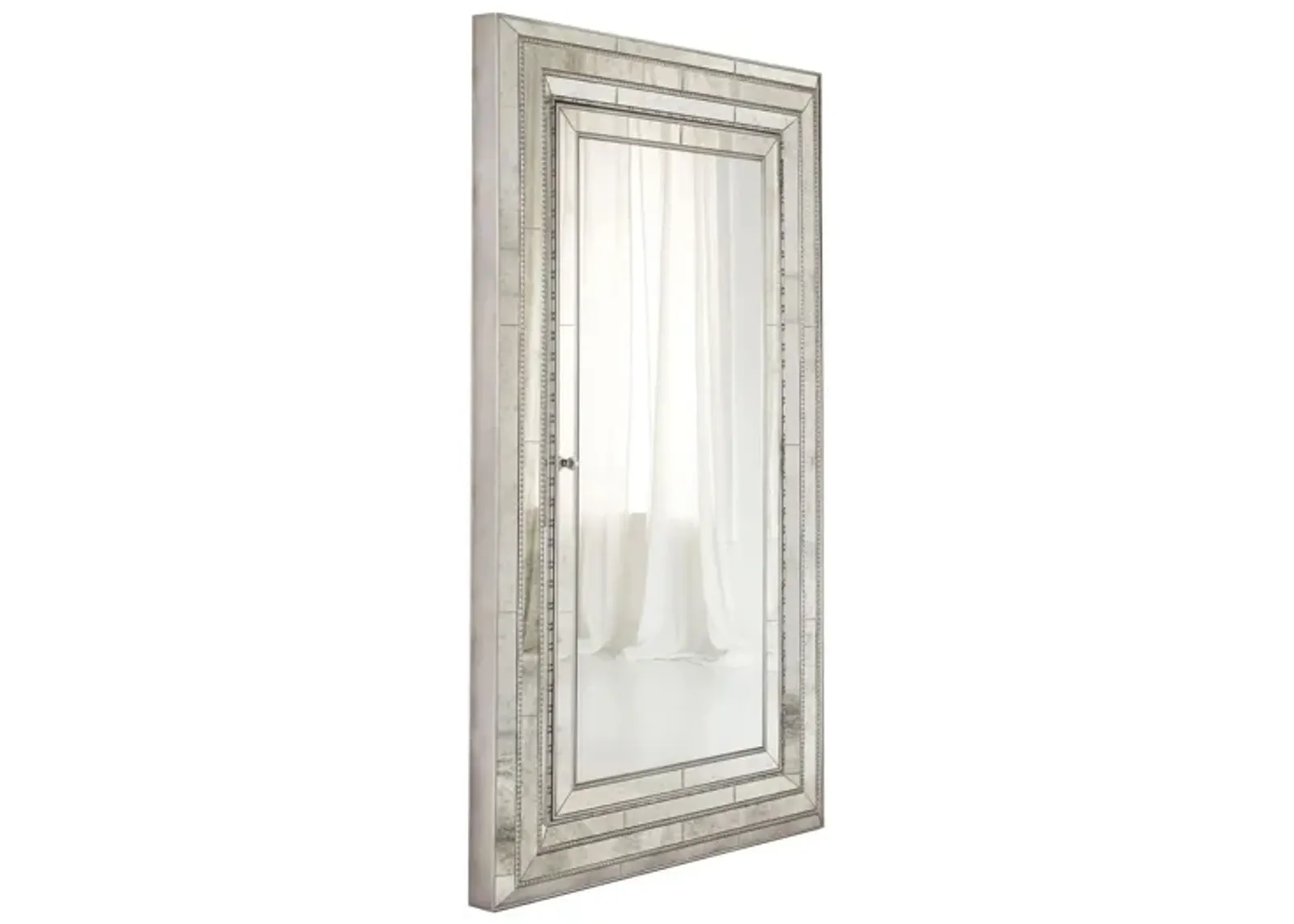 Melange Glamour Floor Mirror w/Jewelry Armoire Storage in Champagne-colored antique silver and gold by Hooker Furniture