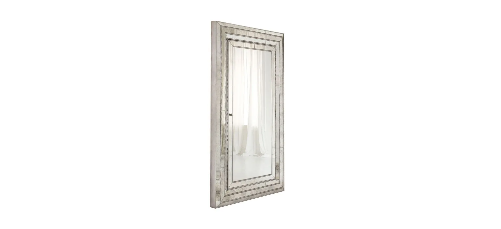 Melange Glamour Floor Mirror w/Jewelry Armoire Storage in Champagne-colored antique silver and gold by Hooker Furniture
