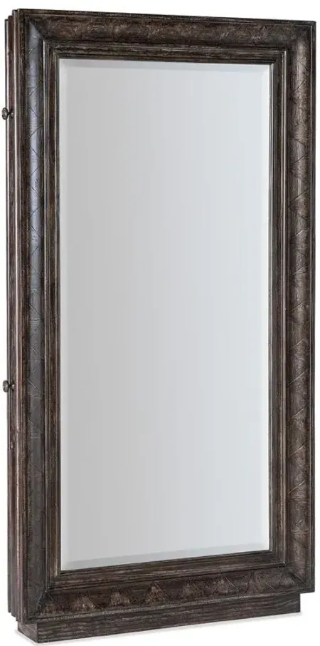 Traditions Floor Mirror w/hidden jewelry storage in Maduro, a rich brown with grey undertones by Hooker Furniture