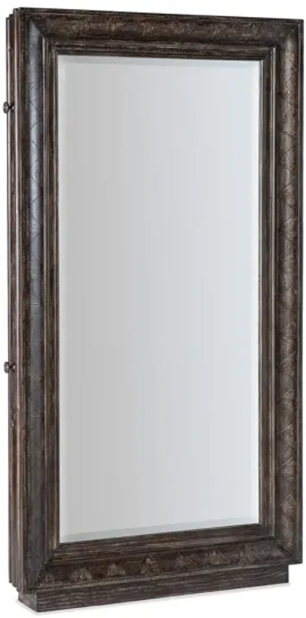 Traditions Floor Mirror w/hidden jewelry storage in Maduro, a rich brown with grey undertones by Hooker Furniture