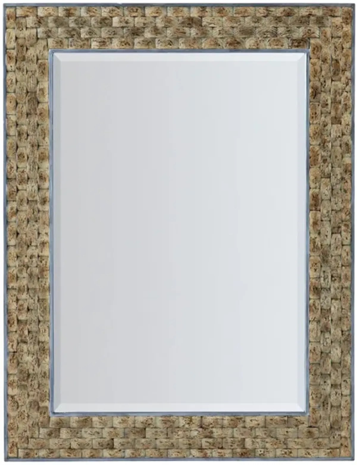 Sundance Portrait Mirror in Light brown layered simulated cork with silver colored frame by Hooker Furniture