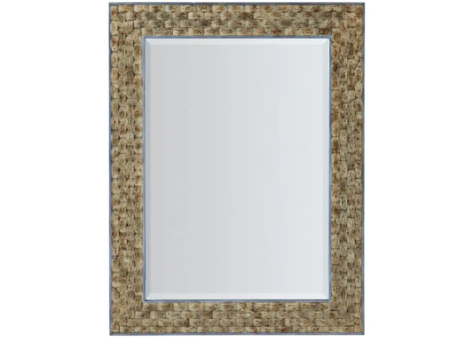 Sundance Portrait Mirror in Light brown layered simulated cork with silver colored frame by Hooker Furniture