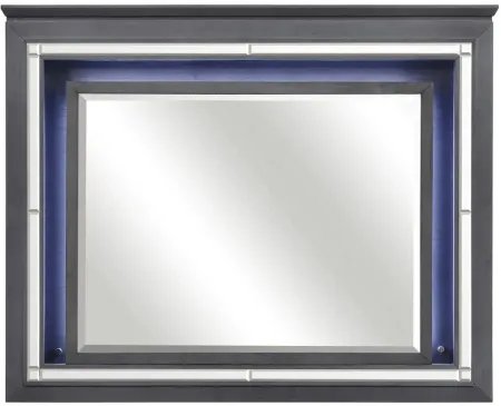 Brambley Bedroom Mirror with LED Lighting in Gray by Homelegance