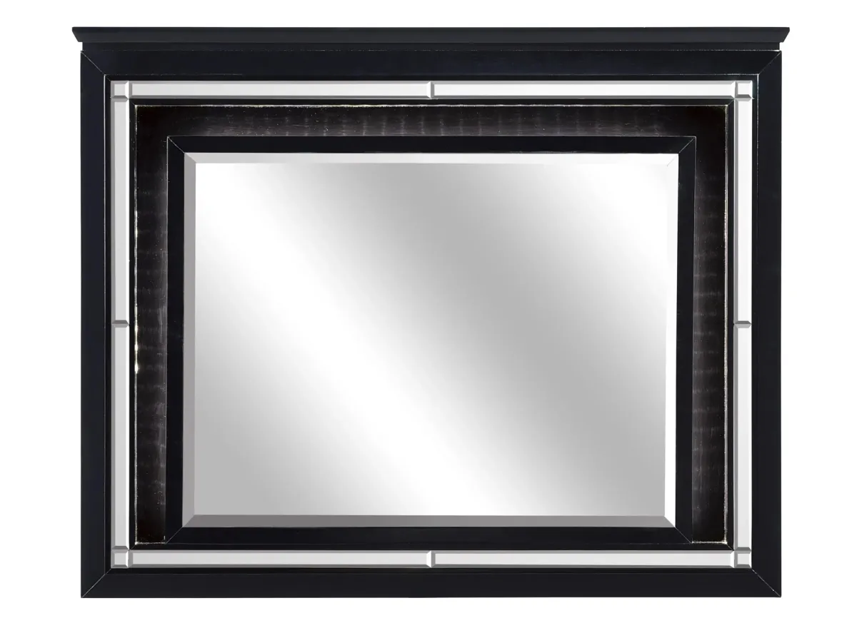 Brambley Bedroom Mirror With Led Lighting in Black by Homelegance