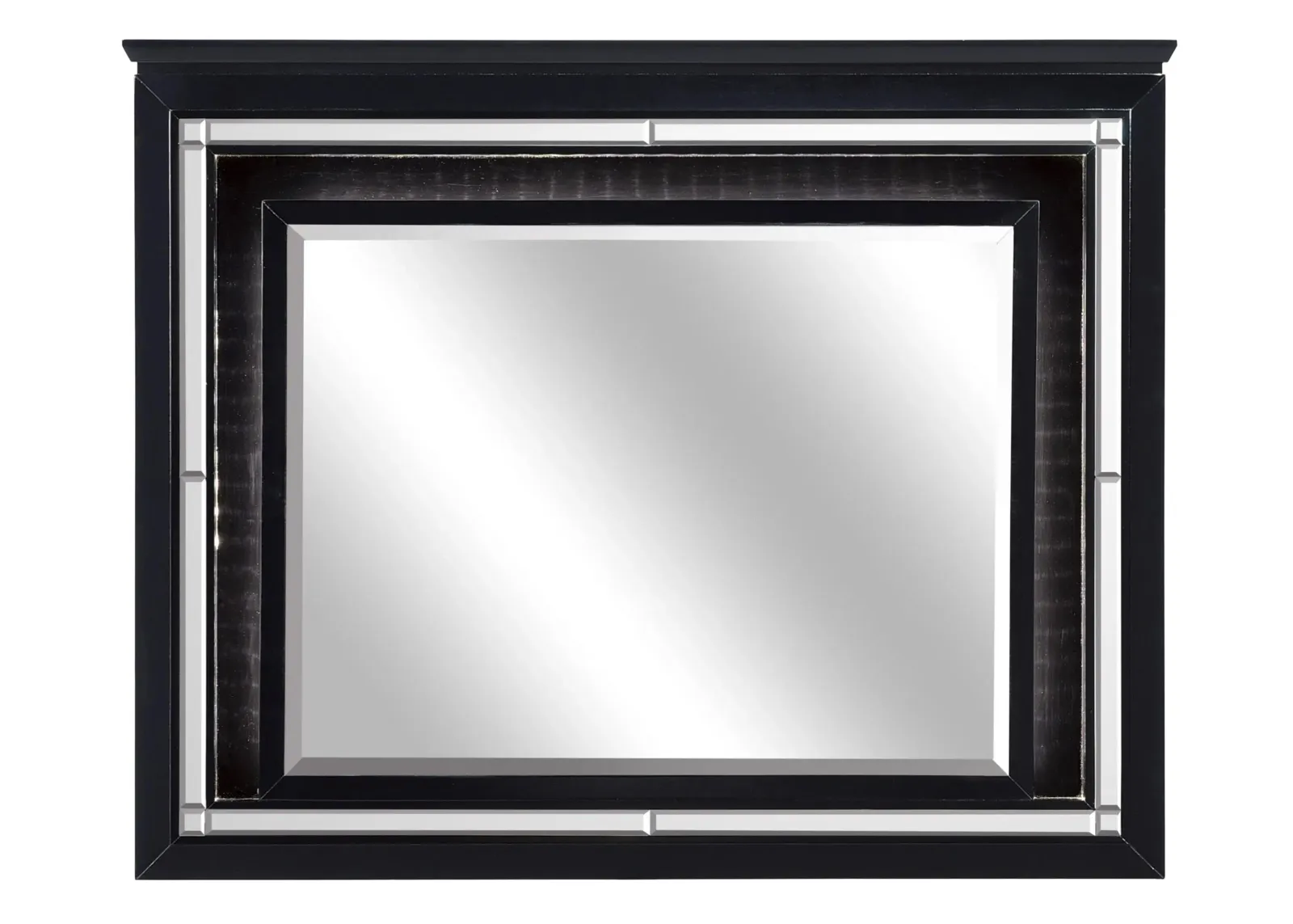 Brambley Bedroom Mirror With Led Lighting in Black by Homelegance