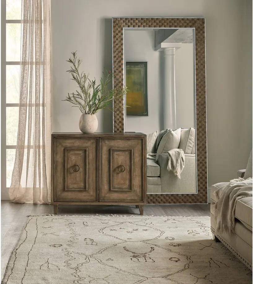 Sundance Floor Mirror in Dark brown color with silver colored metal frame by Hooker Furniture