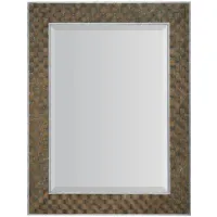 Sundance Portrait Mirror in Dark brown layered simulated cork with silver colored frame by Hooker Furniture