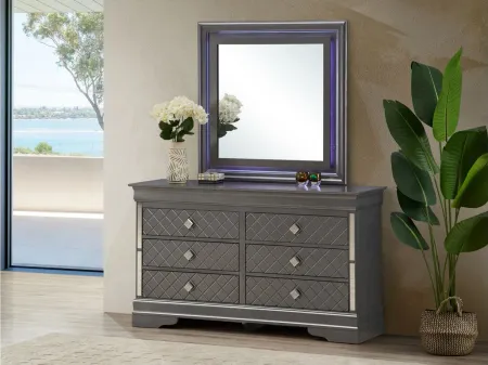 Verona Bedroom Mirror w/ LED Lighting in Metallic Black by Glory Furniture