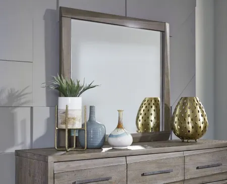 Hearst Solid Wood Beveled Glass Mirror in Sahara Tan by Bellanest
