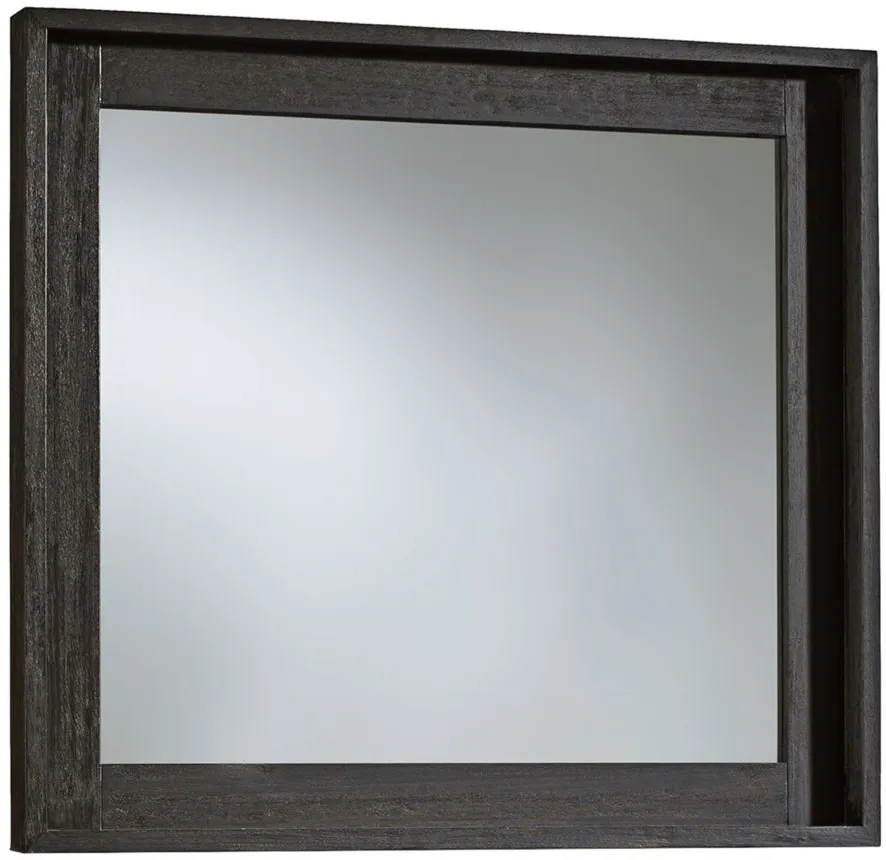 Kentfield Solid Wood Beveled Glass Mirror in Black Drifted Oak by Bellanest