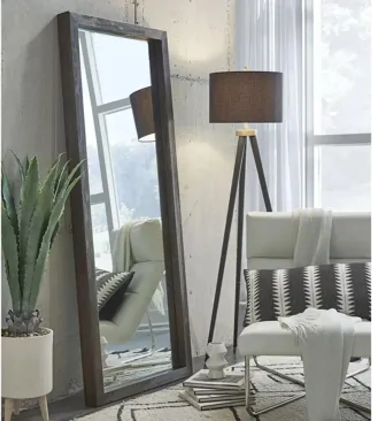 Oxford Floor Low Mirror - Basalt Grey