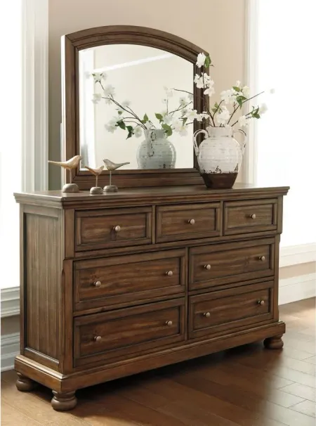 Flynnter Dresser and Mirror in Medium Brown by Ashley Furniture