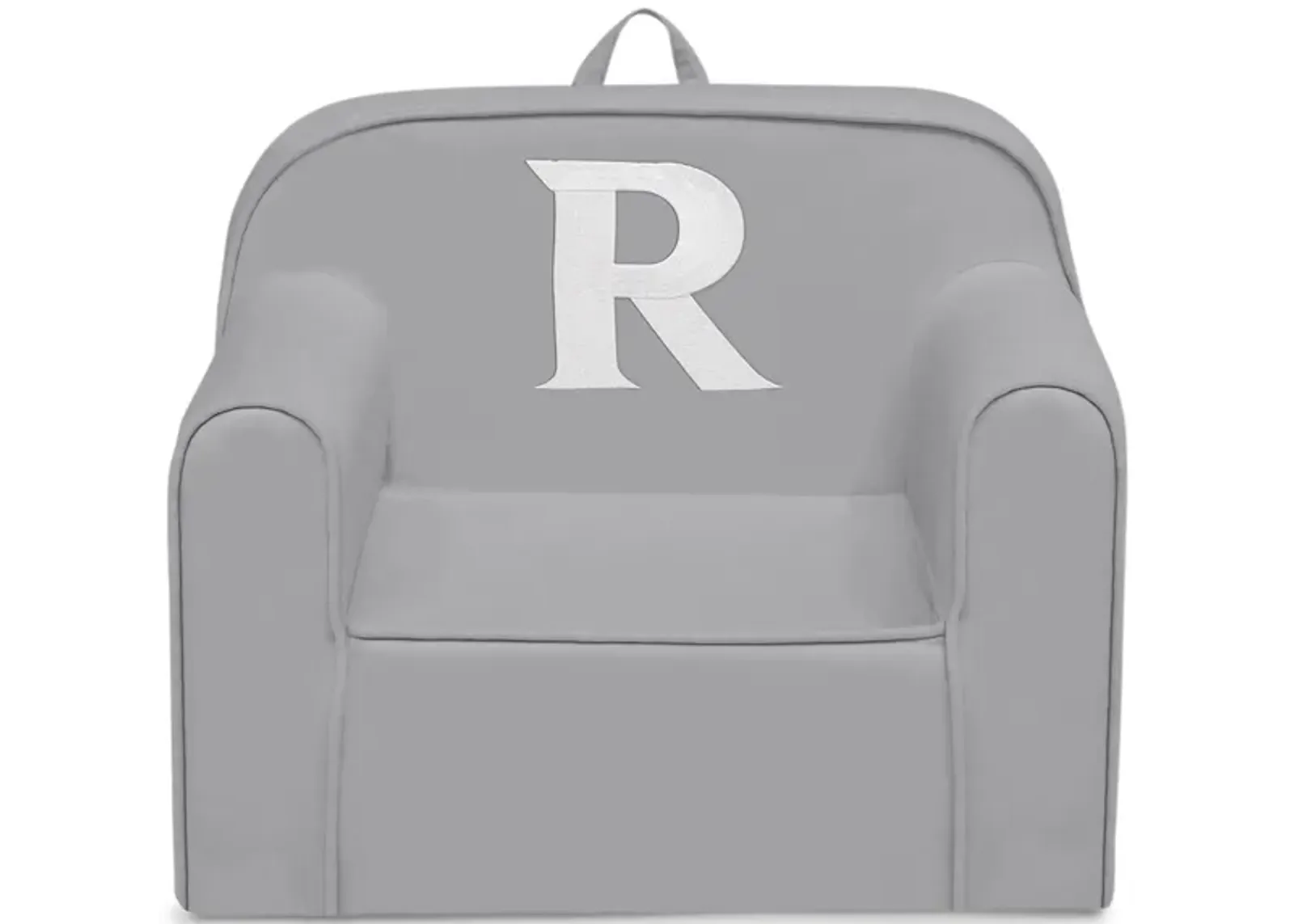 Cozee Monogrammed Chair Letter "R" in Light Gray by Delta Children