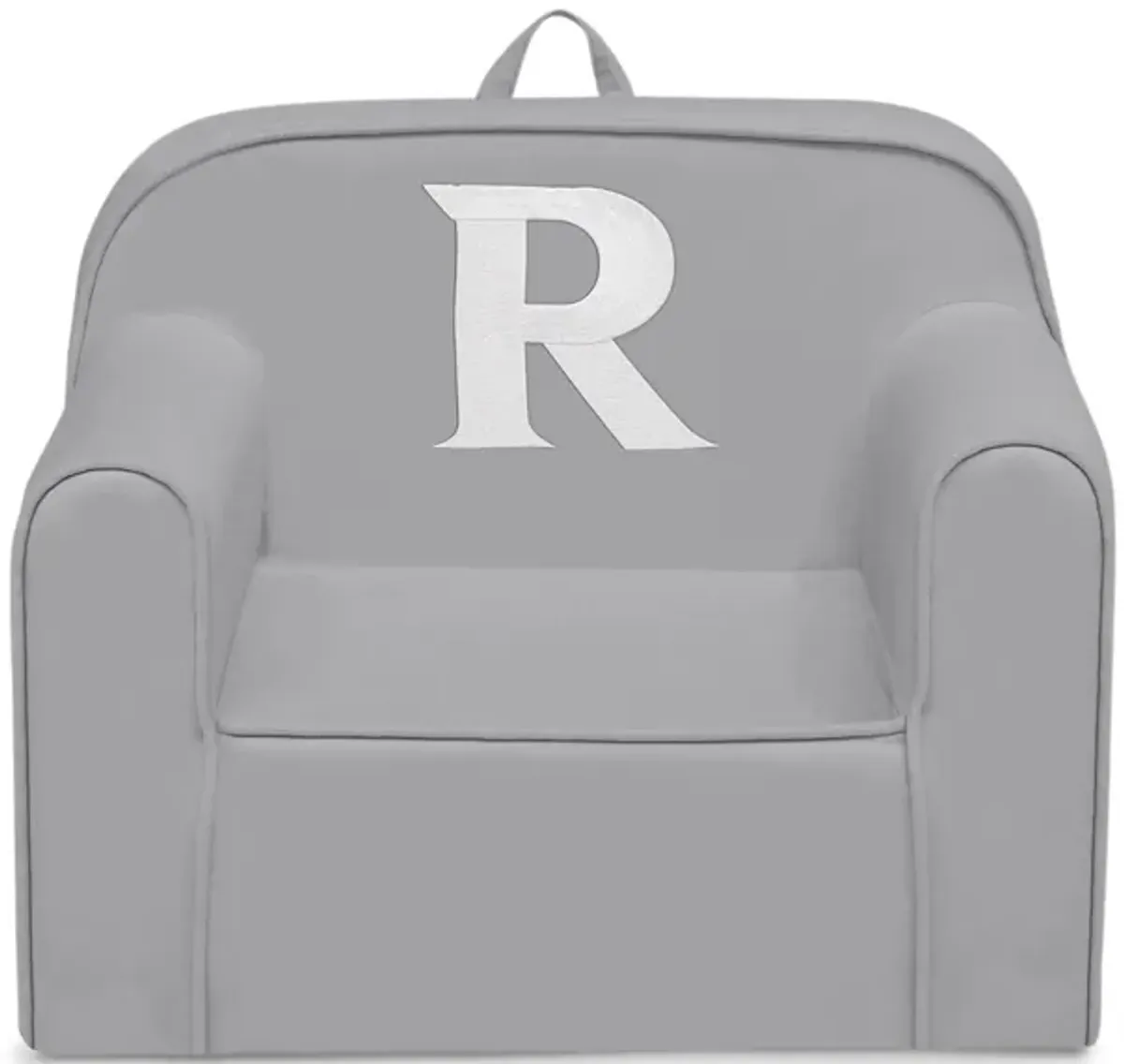 Cozee Monogrammed Chair Letter "R" in Light Gray by Delta Children