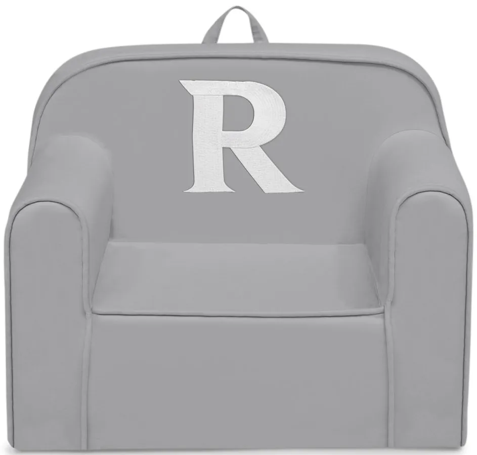 Cozee Monogrammed Chair Letter "R" in Light Gray by Delta Children