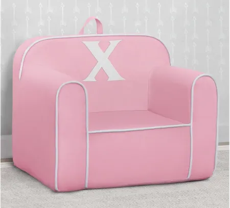 Cozee Monogrammed Chair Letter "X" in Pink/White by Delta Children