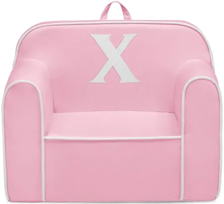 Cozee Monogrammed Chair Letter "X" in Pink/White by Delta Children