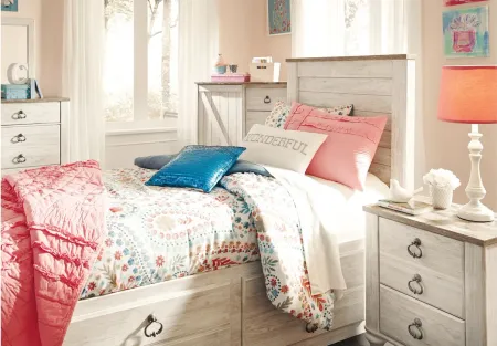 Collingwood Twin Panel Bed with 2 Storage in Whitewash by Ashley Furniture