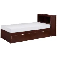 Shannon Headboard Storage Cubby Trundle Bed in Dark cherry by Homelegance