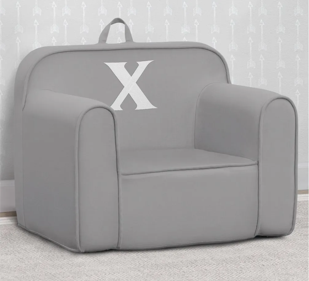 Cozee Monogrammed Chair Letter "X" in Light Gray by Delta Children