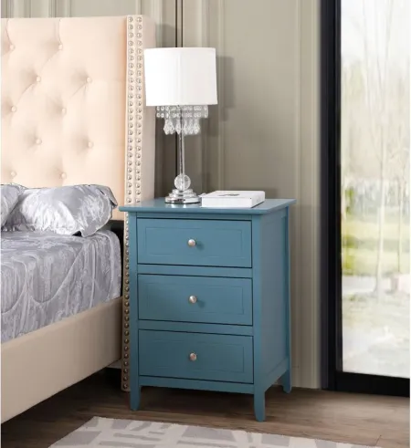 Daniel 3-Drawer Bedroom Nightstand in Teal by Glory Furniture
