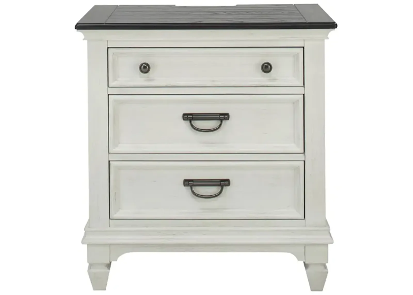 Shelby Nightstand in Wirebrushed White with Charcoal Tops by Liberty Furniture